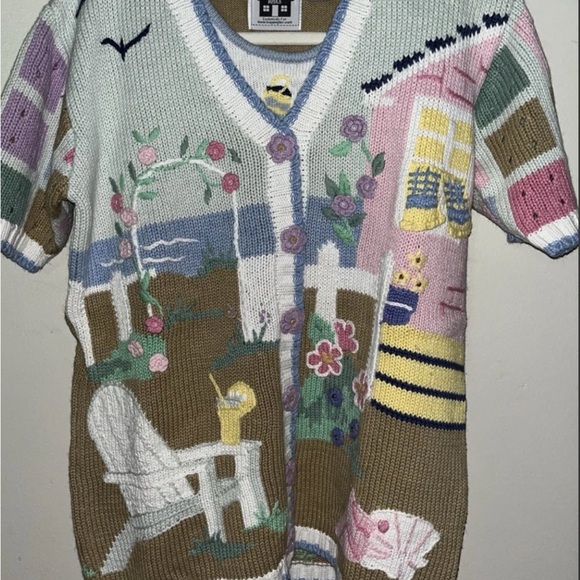 Vintage Artistic Multicolor Women's Cardigan. What a Masterpiece - Picture 3 of 16